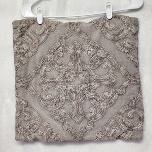 2 Pottery Barn Embroidered Throw Accent Pillow Covers Gray 18x18 Boho Chic